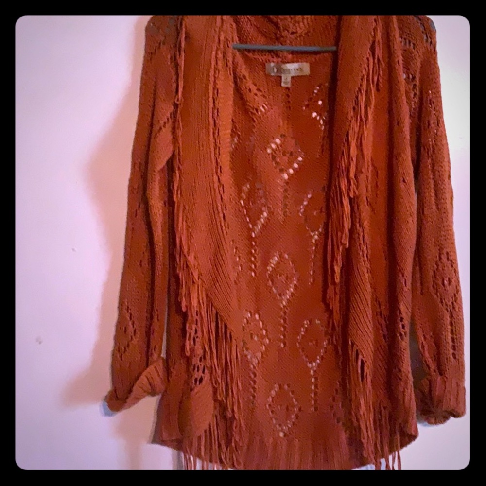 Democracy knit/fringe sweater